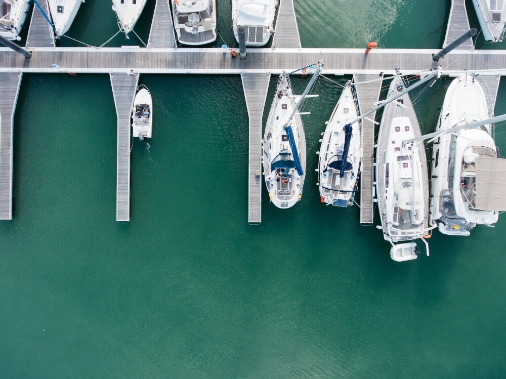 boats in marina air view photo
