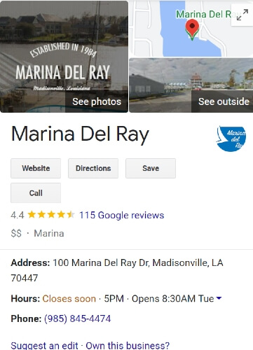 Marina Del Ray Louisiana Google Business Profile